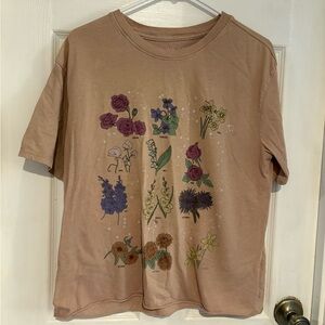 Mighty Fine Tan Floral Graphic Tee